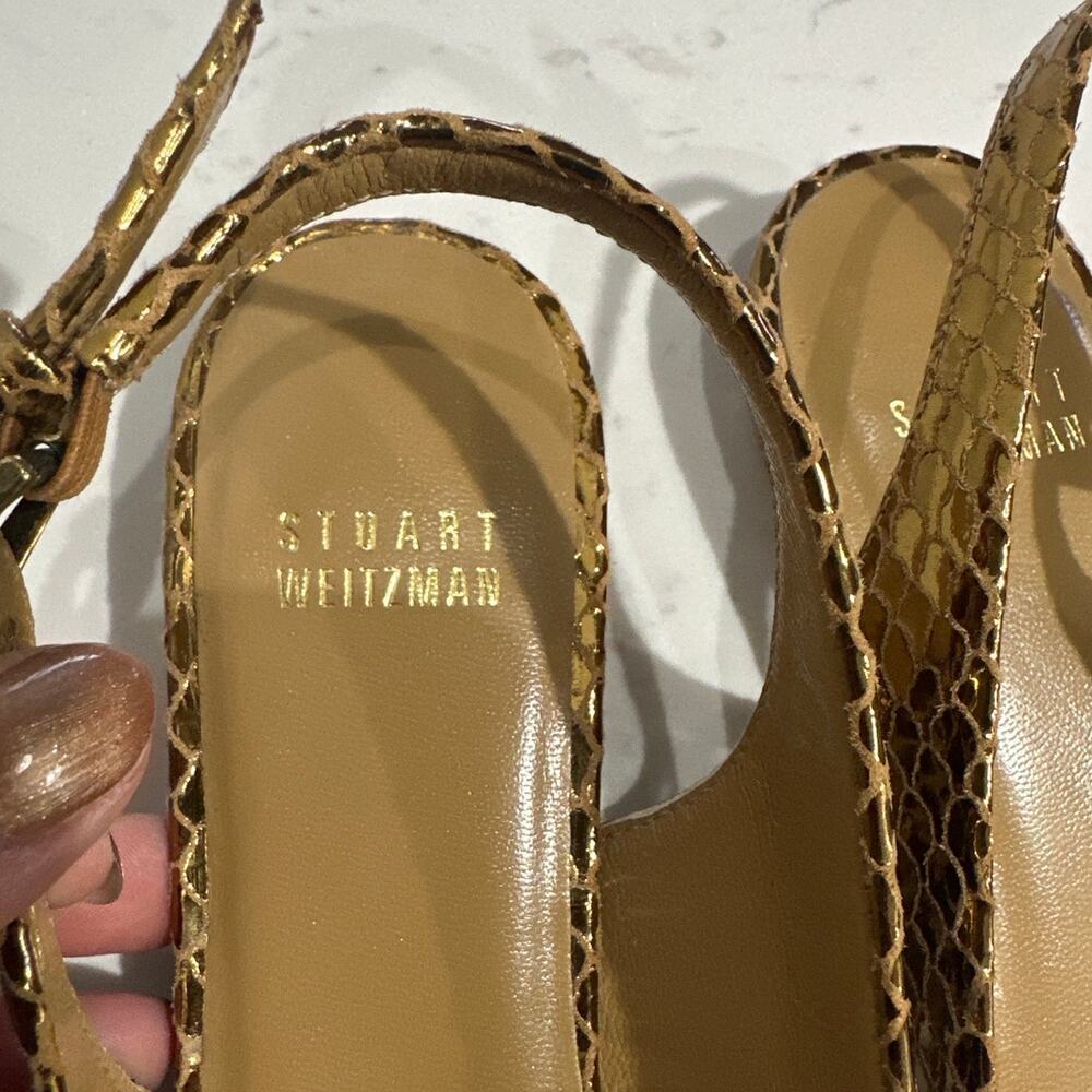 Stuart Weitzman Minnie Python Serpent Gold Metall… - image 5